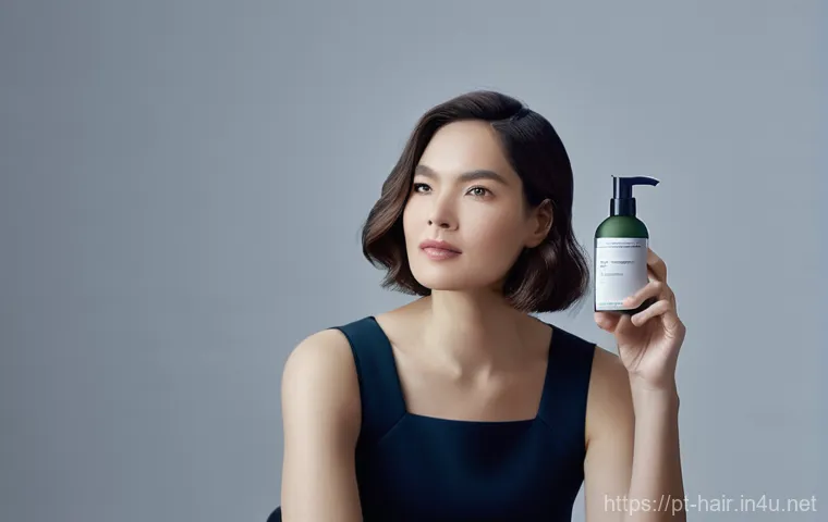 실리콘 프리 헤어세럼 추천 - **Prompt:** "A young woman, in her late 20s, stands in a brightly lit bathroom, looking disheartened...