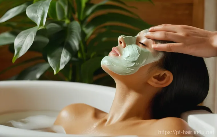 헤어 마스크와 헤어팩의 차이 - Image Prompt 1: The Deep Nourishment Ritual**